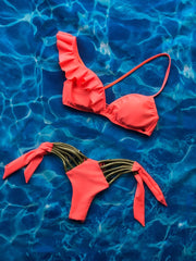 One Shoulder Orange Neon Set