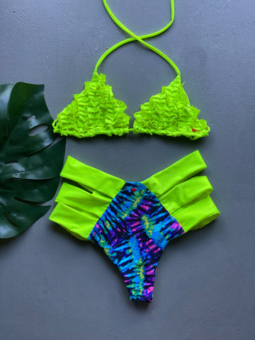 Neon Ruches High Waist Set