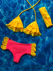 Yellow Ruffles Semi High Waist