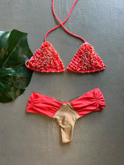 Coral & Gold Matte Ruches Set