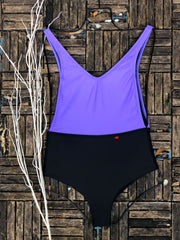 Lilac & Black ColorBlock One Piece