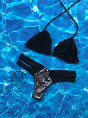 Metallic Black Ruffled Set