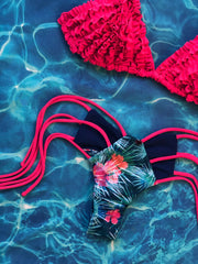 Pink Ruffled Tie Up Set