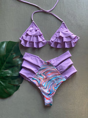 Lilac Pastels Swirls High Waist Set
