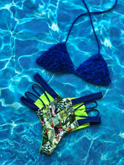 Royal Blue Ruffled High Waist Set