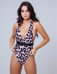 Pink Leopard High Cut One Piece