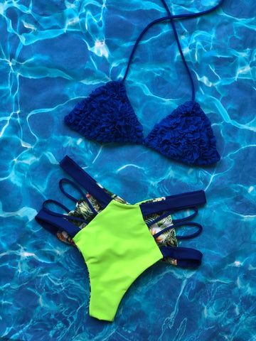 Royal Blue Ruffled High Waist Set