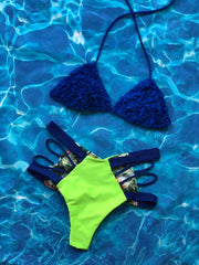 Royal Blue Ruffled High Waist Set