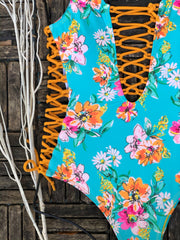 Mustard LaceUp One Piece